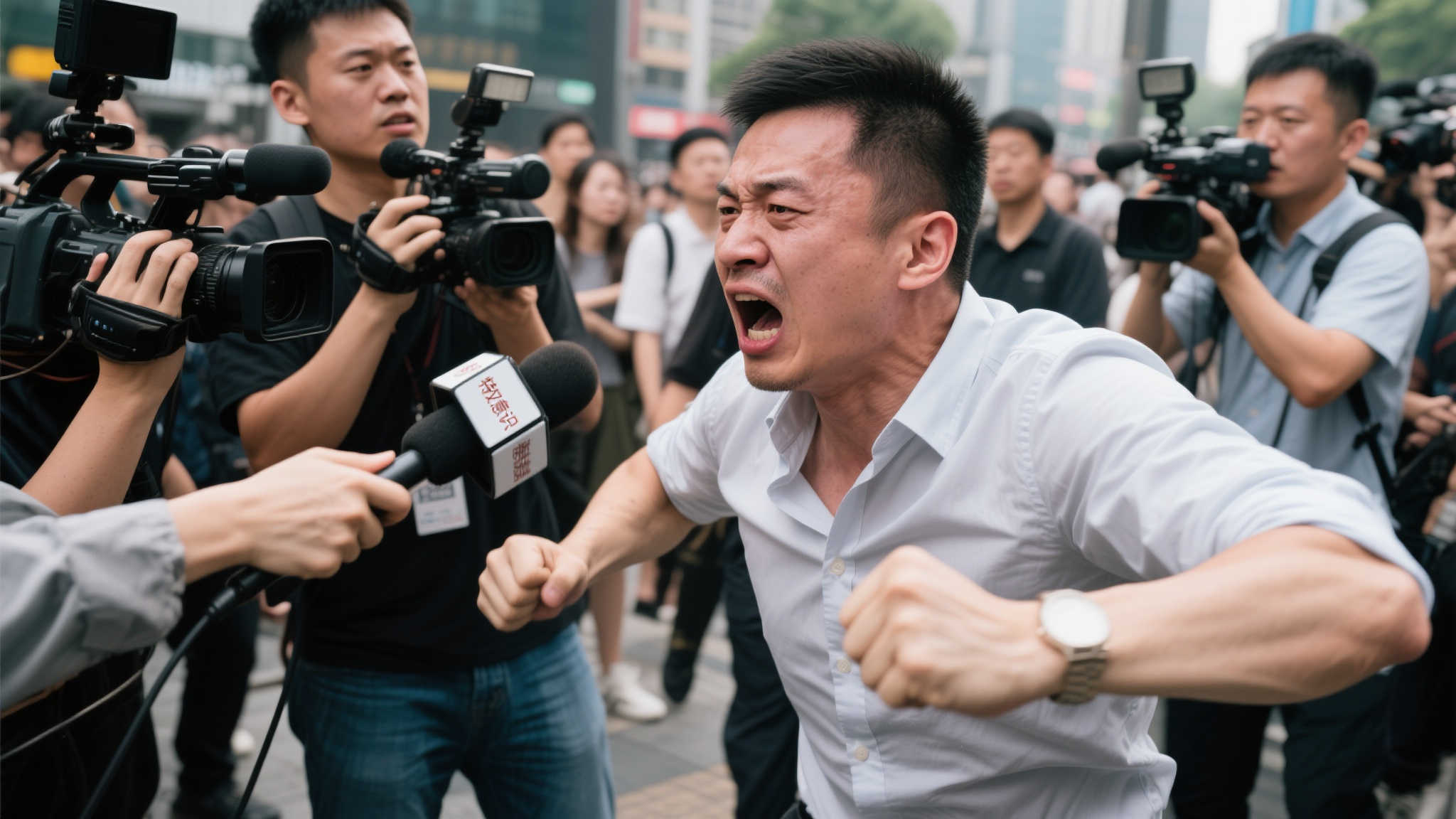 红衣光头男袭击女记者并掌掴首钢员工,身份揭露!获拘留8天 红衣光头男袭击女记者并掌掴首钢员工,身份揭露!获拘留8天